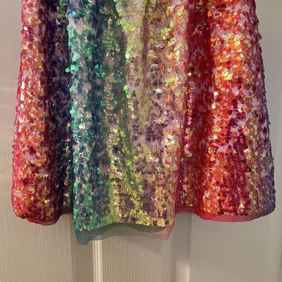 H&M Rainbow Sequin Skirt Elastic Waist Girls Size 7-8 years - Picture 3 of 9